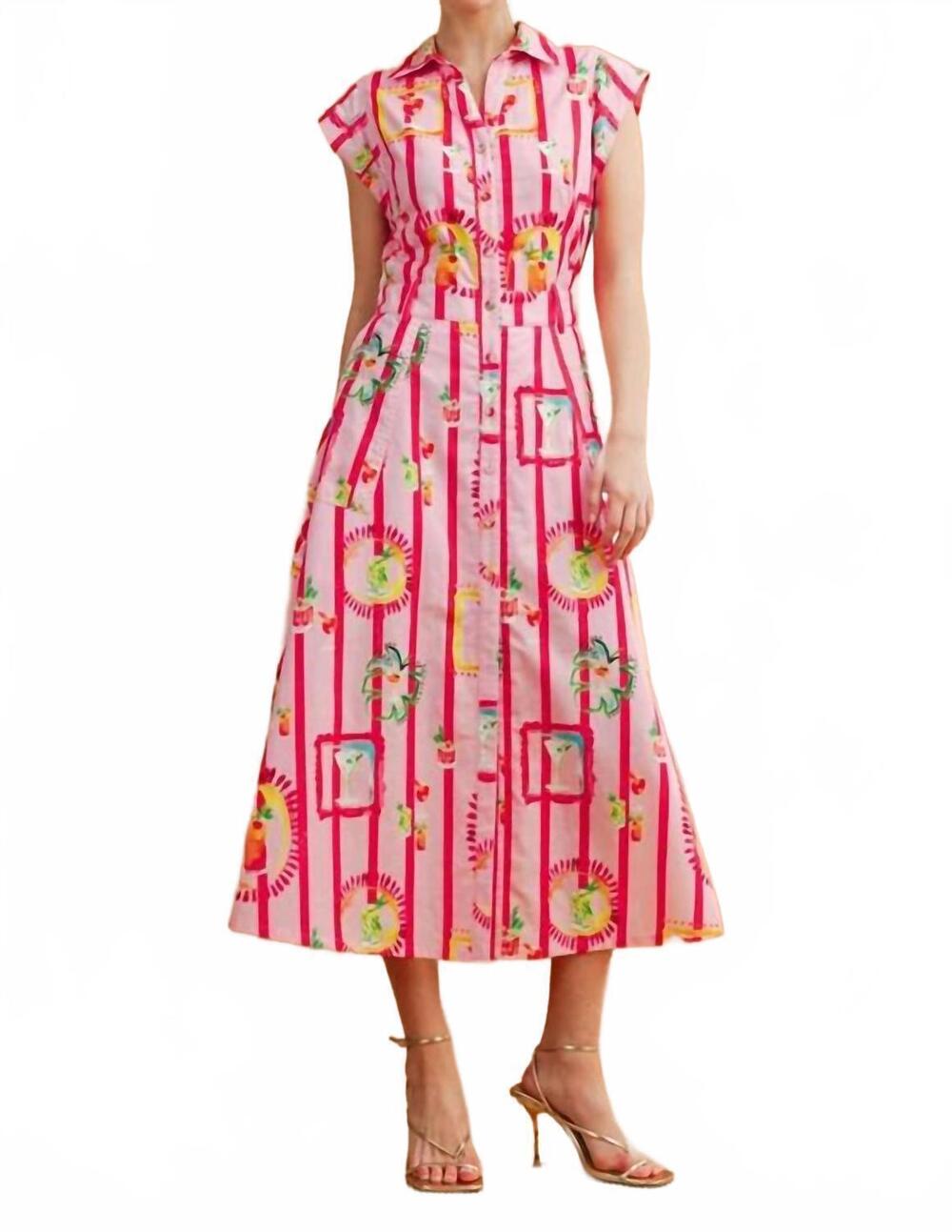 NEW STRUT & BOLT martini shirt midi dress in pink